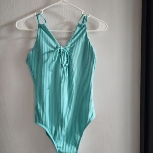 Aqua Ribbed One-Piece Swimsuit